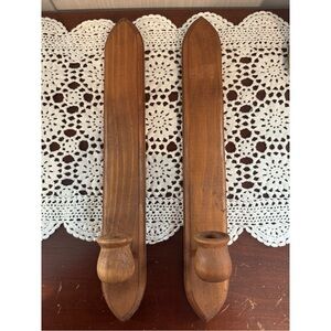 Vintage Wooden Candlestick Wall Hanging Holders